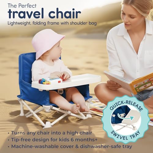 Hiccapop OmniBoost Travel Booster Seat with Tray for Baby | Folding Portable Baby Booster Seat for Dining Table, Camping, ...