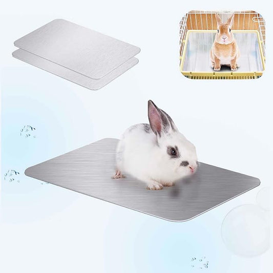 FIPASEN 11.8x7.9 IN Pet Cooling Mat for Rabbit, Bunny, Hamster, Guinea Pig & Other Small Pets - Bite Resistance Ice Bed (2...