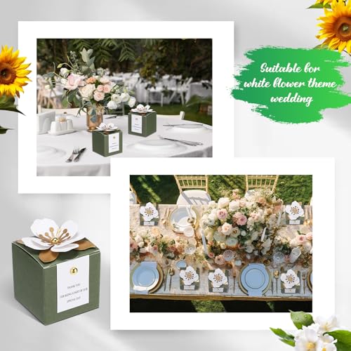 Affrolling 50 Pcs Wedding Favor Boxes with Thanks Card Square Flower Candy Boxes Paper Bridal Gift Box for Guests Wedding ...