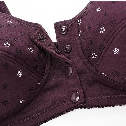 Daisy Bras for Older Women Front Closure Convenient Everyday Bras Mid Buttons Comfortable No Underwire Gathering Bras