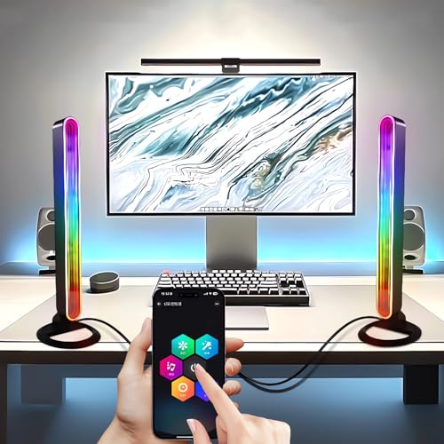 LLdshun RGB Light Bar for Desk 2 Pack USB Powered Ambient Table Lamp with App & Remote Control Color Changing LED Mood Lig...