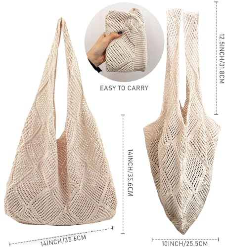 Stizimn Crochet Mesh Beach Tote Shoulder Handbags Hobo Summer Aesthetic Women's Bag