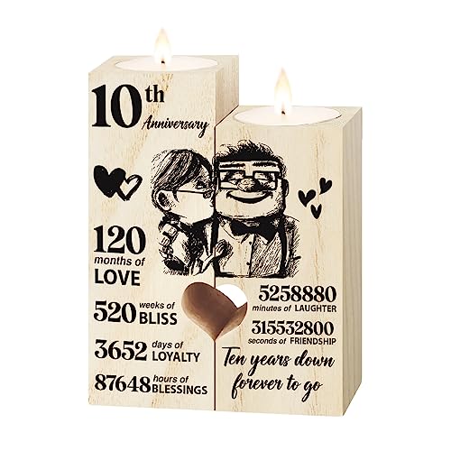10th Anniversary Wedding Gifts for Wife, Husband, Couples Gift Candlestick,Ten Years Wedding Anniversary Presents for Her,...
