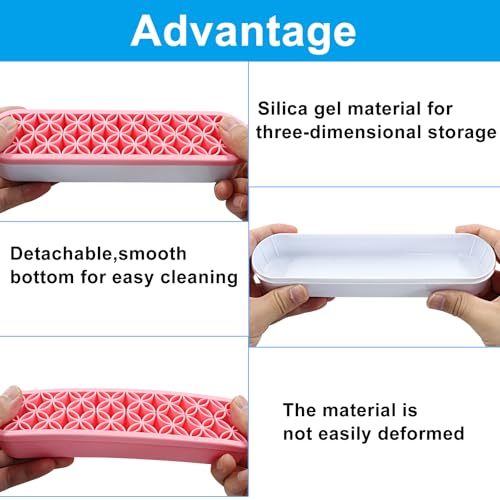 Unlorspy Pink Silica gel Makeup Brush Holder Box Multi-Purpose Silica gel Make Up Brush Storage Stand Rectangle Multipurpo...