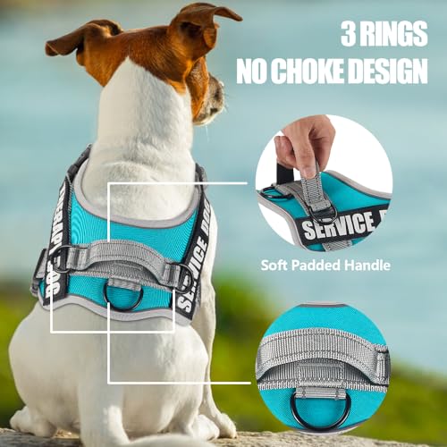 Dog Vest Harness and Leash Set, Animire Reflective Service Dog Vest in Training Dog Harness with 10 Patches, 3 Rings Emoti...