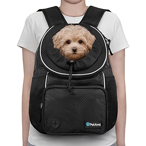 PetAmi Dog Front Carrier Backpack, Adjustable Dog Pet Cat Chest Carrier Backpack, Ventilated Dog Carrier for Hiking Campin...