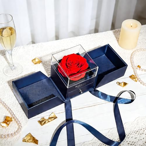 HipTree Preserved Red Real Rose -Eternal Forever Flowers Rose,Gifts for Mothe's Day Birthday Anniversary Women Mom Wife Gr...