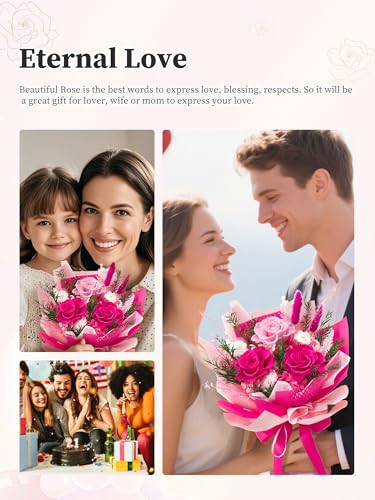 Flomoon Preserved Flowers Bouquet, Forever Flowers for Delivery, Mothers Day Long-Lasting Real Roses Bouquet, Anniversary ...