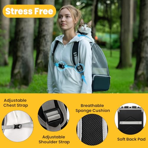 Conlun Cat Backpack Carrier for Small Dogs and Cats Fit Up to 15 Lbs,Small Dog Backpack, Foldable with 3-Side Mesh Window...