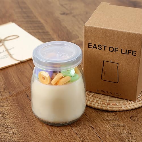 Pudding Cup Donut Shape Scented Candle Glass Jar,230G Perfume Floral Soy Wax Aesthetic Decorative Aroma Candle for Wedding...