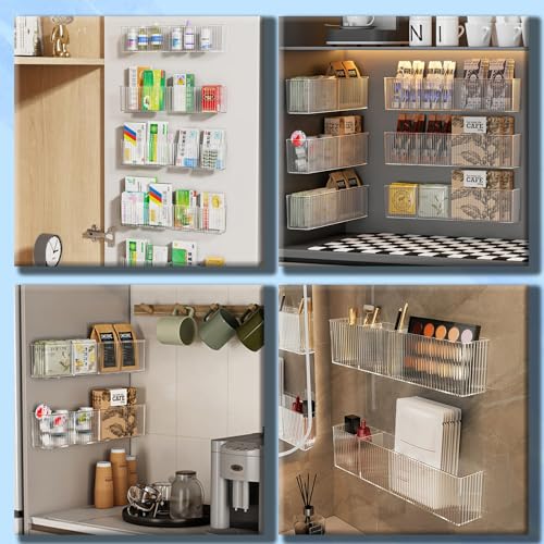 2 Pack Bathroom Makeup Organizer Wall Mount Clear Bathroom Organizers and Storage with 3 Compartments Plastic Storage Orga...