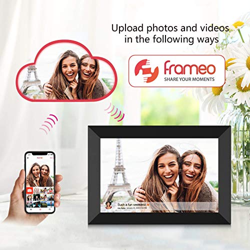 32GB FRAMEO 10.1 Inch Smart WiFi Digital Photo Frame 1280x800 IPS LCD Touch Screen, Auto-Rotate Portrait and Landscape, Bu...