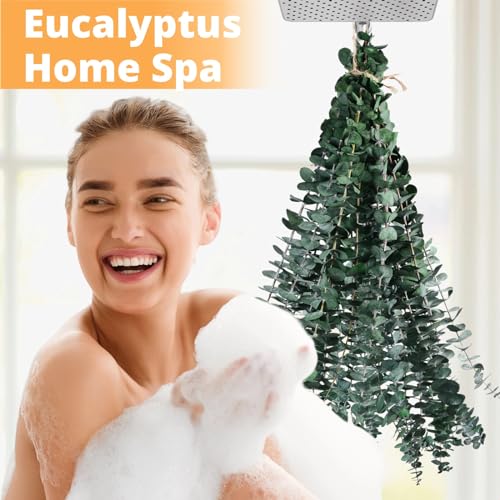 12PCS Dried Eucalyptus for Shower Hanging - 17'' Real Large Preserved Eucalyptus Stems Green Home Decor, 100% Made from Fr...