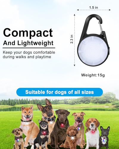 2 Pack Dog Collar Light, 4 Modes Clip On Dog Lights for Night Walking, Glow in the Dark LED Pet Collar Charm, Rechargeable...