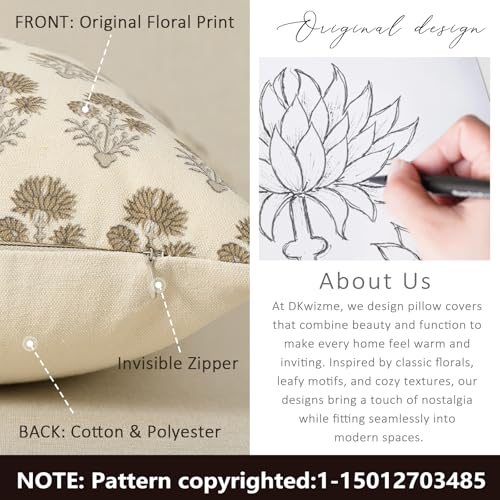 DKwizme Farmhouse Floral Pillow Covers 18x18 Set of 2, Country Botanical Throw Pillow Cover for Sofa Couch Bed Living Roo...