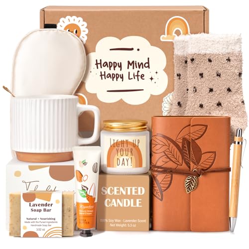 Gift Baskets for Women, 9pcs Unique Happy Birthday Gifts for Women, Thank You Basket Christmas Ideas Box w/Coffee Mug Her ...