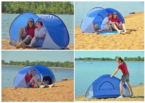 Pop-Up Beach Tent Sun Shade Portable Outdoor Family Shade Tent with Carrying Bag (Shelter Measures: 86" L x 47" W x 39" H)