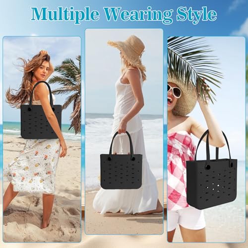 PoVwlty Rubber Beach Bag for Men & Women, Water-resistant Travel Tote Bag for the Beach Boat Pool