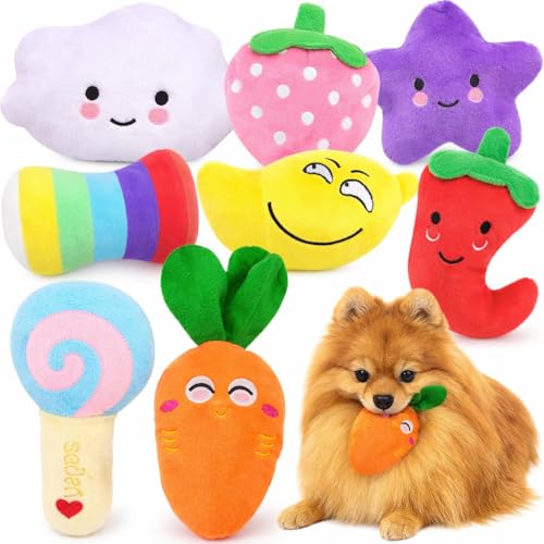 LOYEE Dog Squeaky Toys 8 Pack, Puppy Plush Squeaky Toys for Medium Small Dogs, Cute Pet Toys Stuffed Puppy Chew Toys for T...