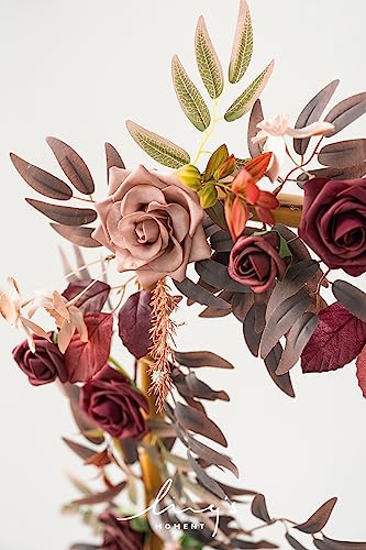 Ling's Moment 5FT Burgundy Artificial Flower Garland Maroon Rose Floral Garland Arch Flowers Vine for Wedding Party Backdr...