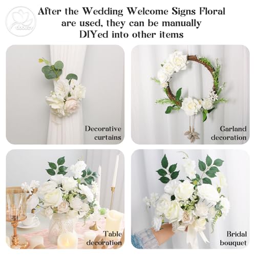 Odouzy Wedding Arch Flowers Kit,Artificial Flower Arch Decor (Set of 3),2pcs Artificial Flower Arrangement with 1pc Sheer ...