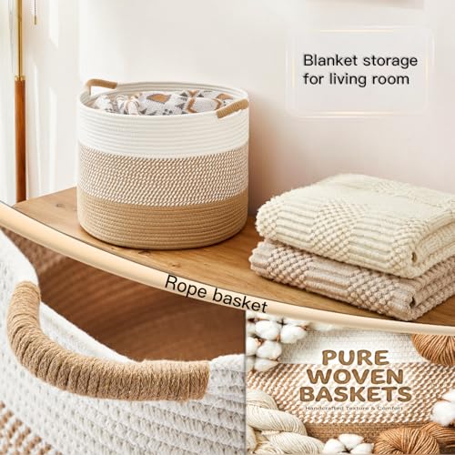 Artfeel 70L Large Cotton Rope Basket, Decorative Woven Blanket Storage for Living Room, Boho Toy Storage & Toy Box for Kid...