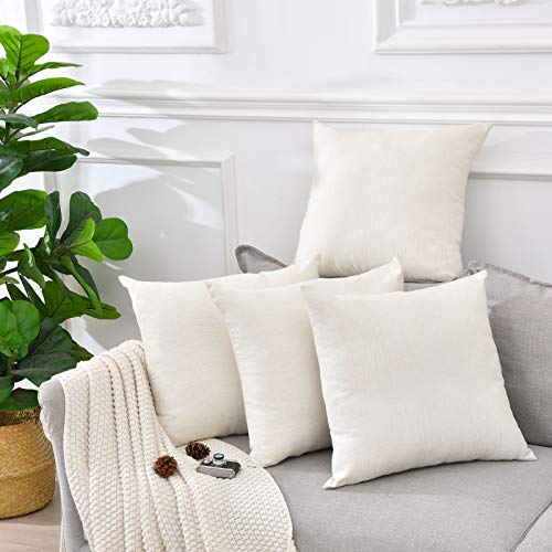LisBiya Linen Throw Pillow Covers 18 x 18 Beige Decorative Blank Couch Pillow Covers for Sublimation Bed Sofa Farmhouse Cu...