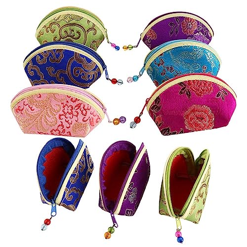 Leadigol 7 Pcs Jewelry Bags with Zipper Gift Bags,Women Jewelry Bag,Exquisite Convenient Portable Jewelry Case Cloth Gift ...
