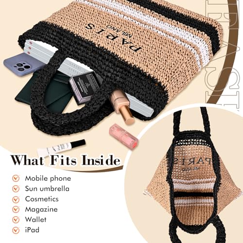 OWGSEE Large Straw Beach Bag for Women Summer Woven Shoulder Tote Bag Straw Purses and Handbags for Vacation | Large, Stra...