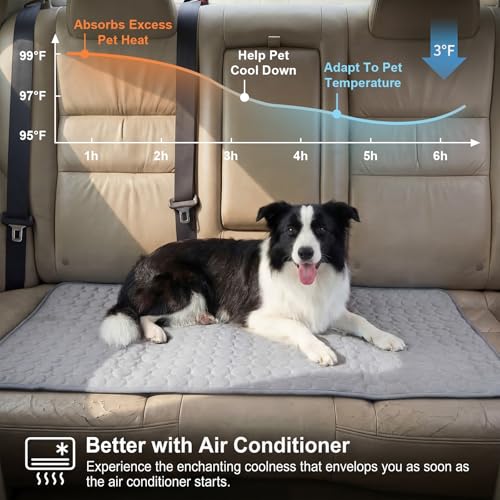 Hahafelt 54"x24.8" Dog Cooling Mat for Car Back Seat, Ice Silk Pet Bed Mat, Non Slip Summer Cooling Pad for Dogs and Cats,...