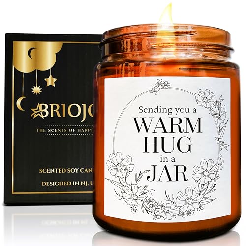 Briojoy Sending You Warm Hug in a Jar Candle - Friendship Gifts for Women Men Best Friend - Relaxing Gift for Her Him - Na...