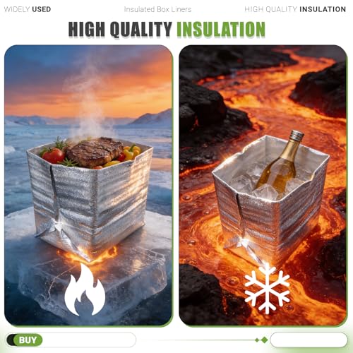 Bevisun Reusable Insulated Thermal Bags 13" X 8.5" X 12" Foil Insulated Bag Liner Pack of 4 Thermal Box Liners for Lunch B...
