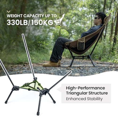 ONETIGRIS Tigerblade High Back Camping Chair with Pillow Design, Comfortable Widened Seat Folding Chair