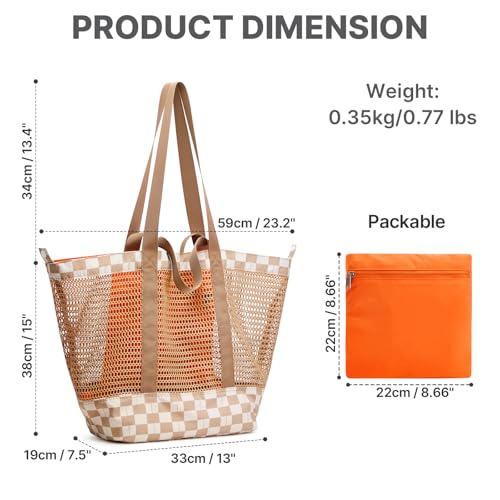 G4Free Mesh Beach Bags for Women Men Extra Large Packable Beach Tote Bag Reversible Travel Pool Shopping