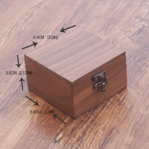 LONMAIX Walnut Wood Box for Crafts, Jewelry Box and watch box Wooden Keepsake Box Gift (Walnut)
