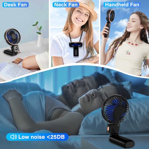 Portable Handheld Fan 5200mAh, USB Rechargeable Foldable Electric Personal Small Mini Hand Held Fan, 22Hrs Runtime, 6 Spee...