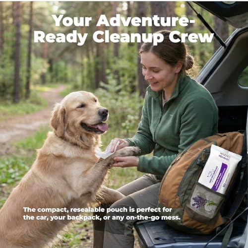 Best Pet Supplies 8" x 9" Large Dog Wipes - Cleaning and Deodorizing for Paws and Coat - Gentle Formula with Lavender Vita...