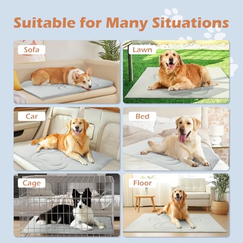 EXPAWLORER Reversible Dog Cooling Mat Large (Cool & Warm) 47”x28” Pet Cooling Mat in Summer & Plush Warm Blanket in Winte...
