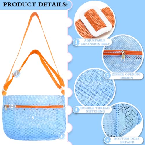 UMUACCAN Mesh Beach Shell Bags - 3Pcs Seashell Collecting Bags for Holding Beach Shell with Adjustable Shoulder Straps, Sa...