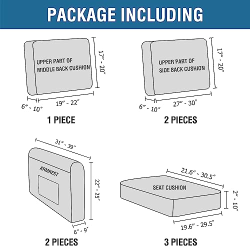 H.VERSAILTEX Multi-Pieces Sofa Covers Stretch Couch Covers Form Fitted Seats and Back Cushions Covers (3 Seat Covers Plus ...