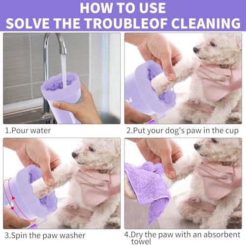 Professional 7 in 1 Dog Paw Cleaner for Dogs & Cats - Includes 1 Portable Paw Washer, 1 Bath Brush, 2 Dog Toothbrushes and...