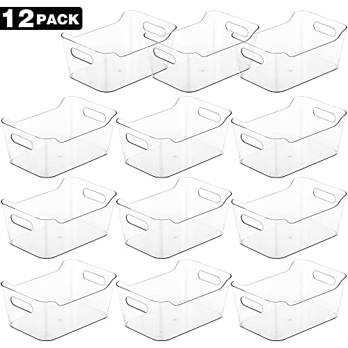 Tiawudi 12 Pack Plastic Storage Bins, Multi-Use Organizer Bins, Pantry Organizer, Clear Storage Containers for Home, Kitch...