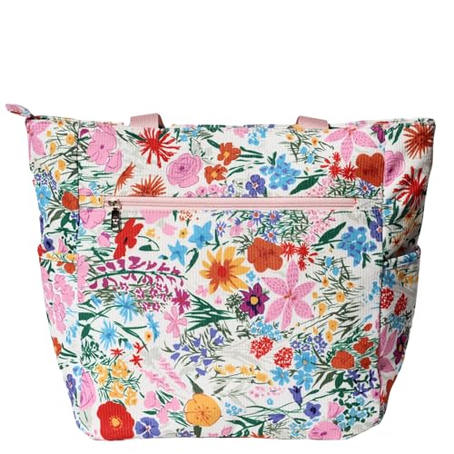 ESVAN Original Floral Tote Bag Large Shoulder Bag with Multi Pockets for Gym Travel Beach Daily Bags