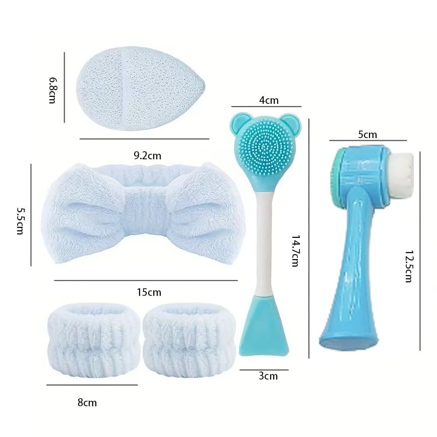 Facial Cleansing Care Set - Beauty Spa Mask Brush Kit, Including Soft Velvet Headband, Fine Silicone Cleaning Brush, Suita...