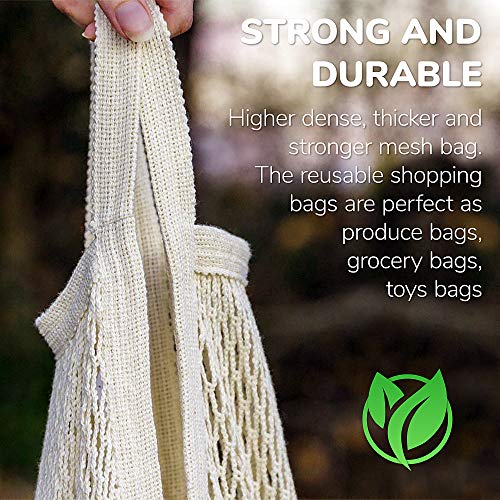 MERCURHOUSE 5 pack Cotton String Shopping Bags Reusable Washable Grocery Mesh Bags Organizer for Grocery Shopping Produce ...
