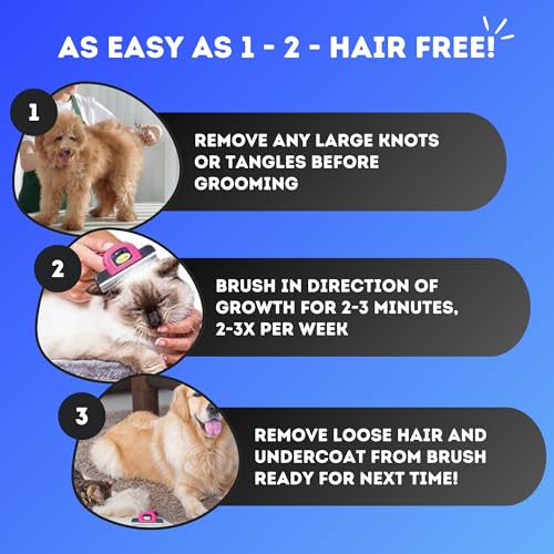 DakPets Stainless Steel Pet Deshedding Tool - Grooming Brush for Cats and Dogs, Removes Trapped Hair, Reduces Shedding by ...