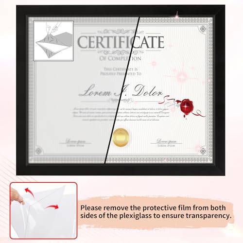 HOMERHYME Diploma Frame, 8.5 by 11 Black Picture Frames, Certificate Frame with Clear Plexiglass, 8.5 x 11 Photo Graduatio...