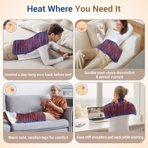 Comfytemp Large Microwave Heating Pad for Sciatica, Back Pain Relief, Period Cramps, 12x22 3.6LB Moist Microwavable Heatin...