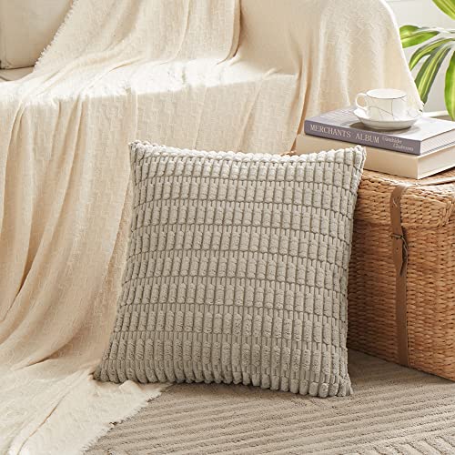 Fancy Homi 4 Packs Neutral Decorative Throw Pillow Covers 18x18 Inch for Living Room Couch Bed Sofa, Rustic Farmhouse Boho...