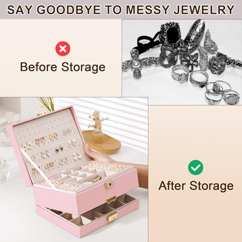Yoobao Jewelry Box for Women, 3 Layer with Double Lock, Removable Tray, Jewelry Holder Organizers for Earrings Necklaces R...